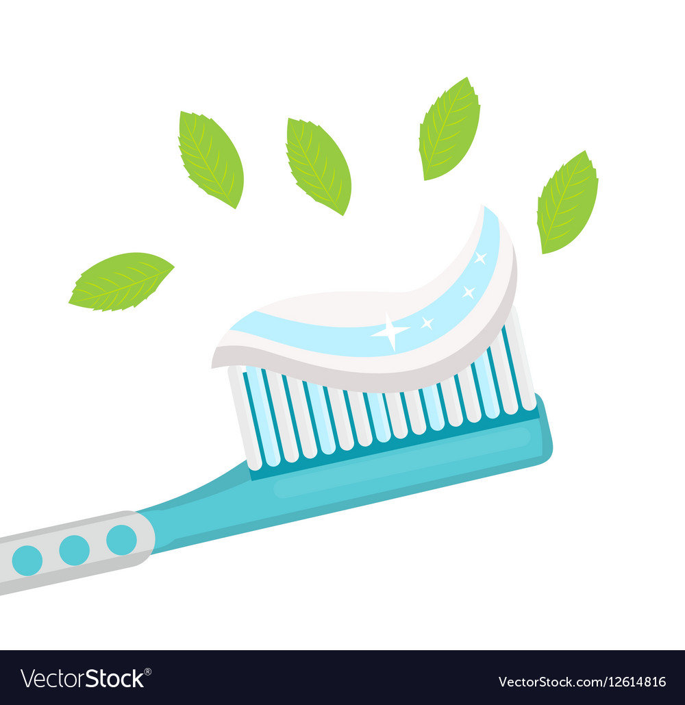 Toothbrush with mint paste isolated on white