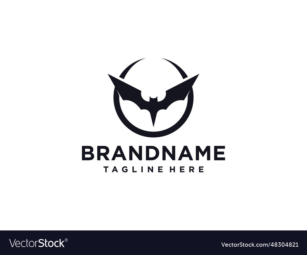 Bat logo animal and wings black halloween Vector Image