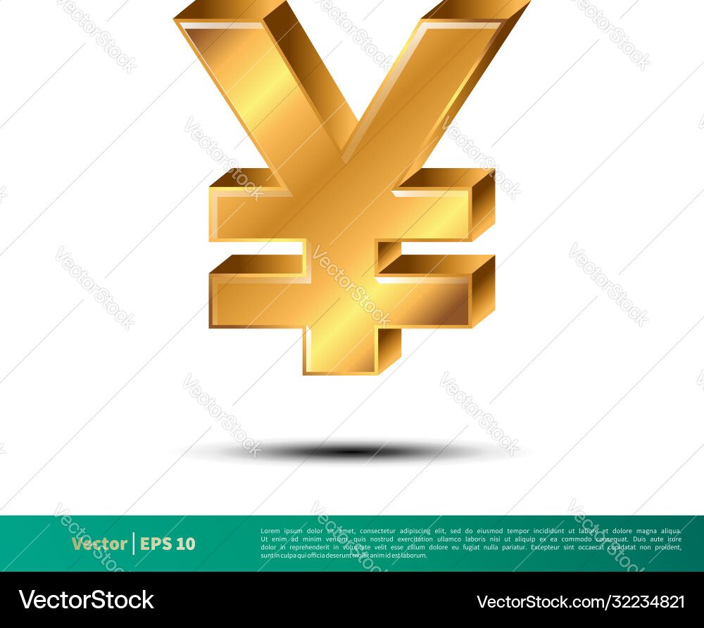 Gold yen sign icon logo template design eps 10 Vector Image