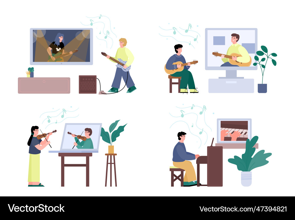 Learning or conducting online music lessons Vector Image