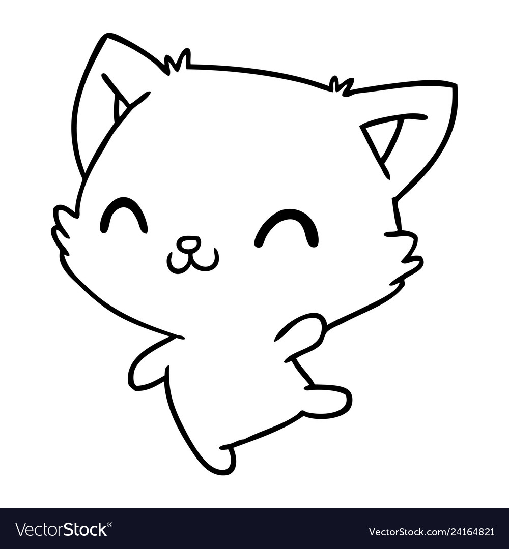 Line Drawing Cute Kawaii Cat Royalty Free Vector Image   Line Drawing Cute Kawaii Cat Vector 24164821 