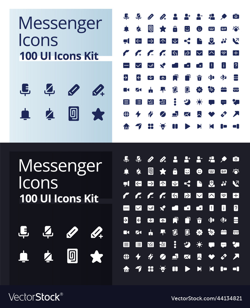 Messenger glyph ui icons kit for dark light mode