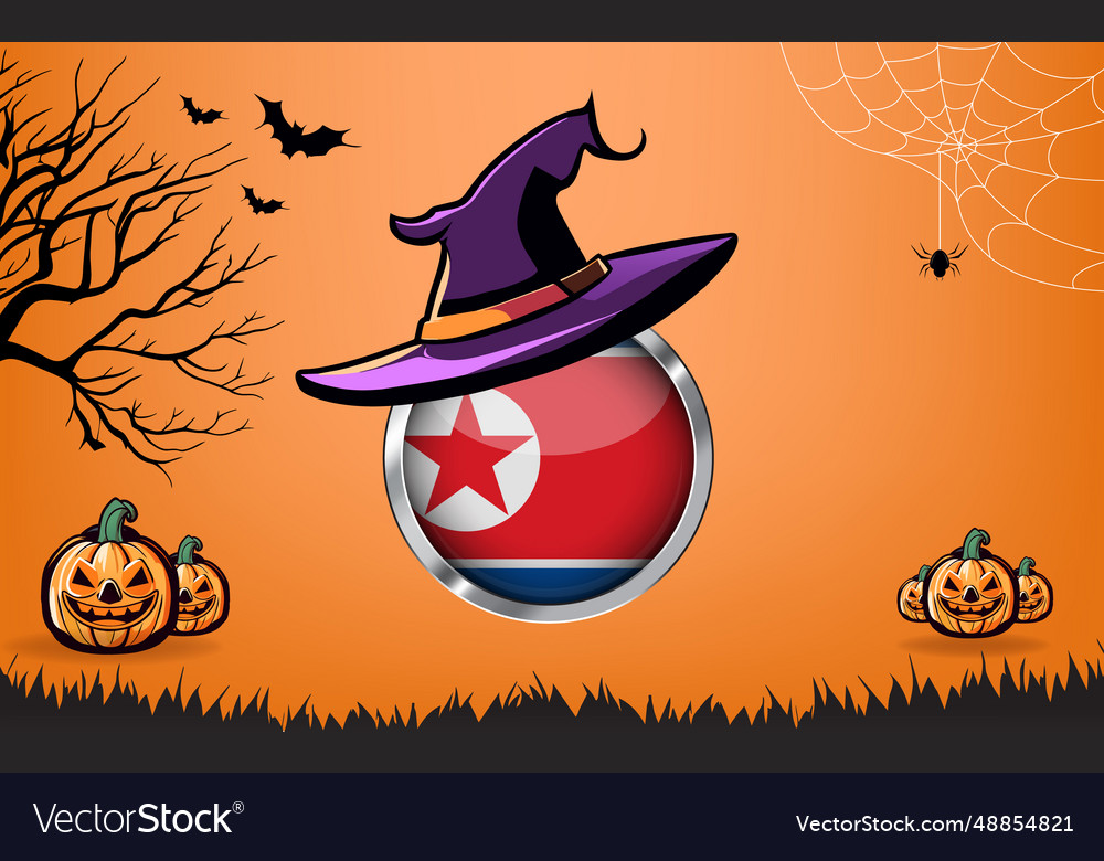 Nordkorea-Rundflagge mit glücklichen halloween