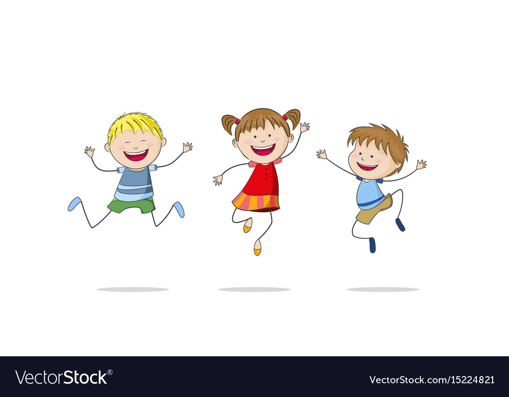 Three jumping children Royalty Free Vector Image