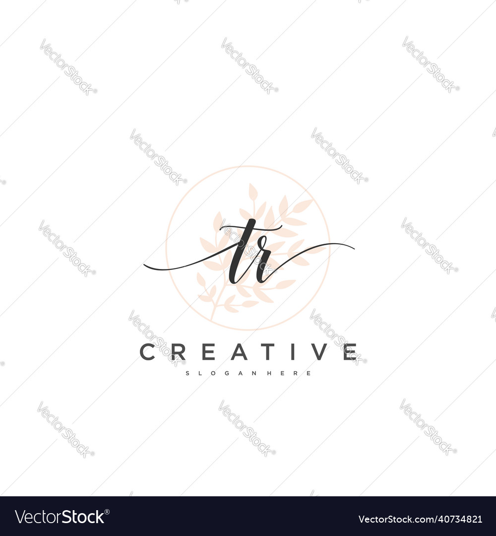 Tr initial handwriting minimalist geometric logo