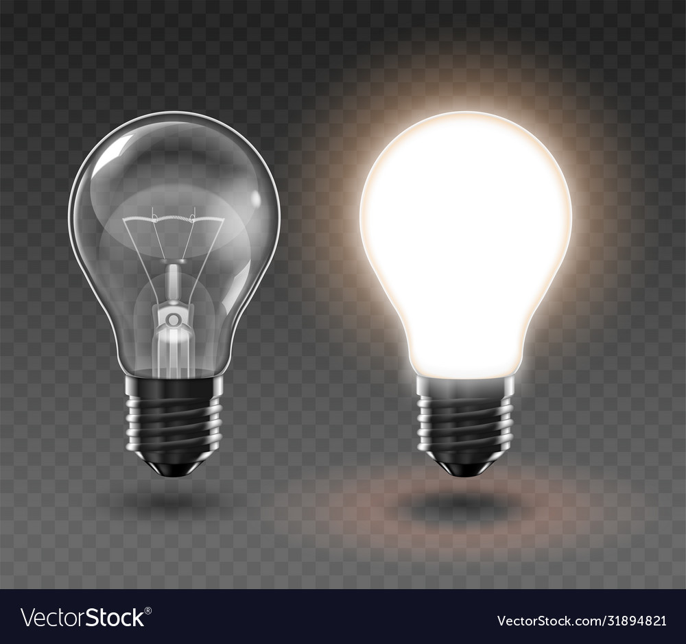 Two transparent light bulbs one which