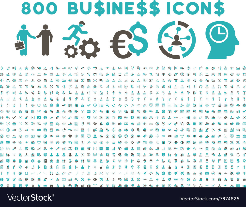 800 flache Geschäftssymbole