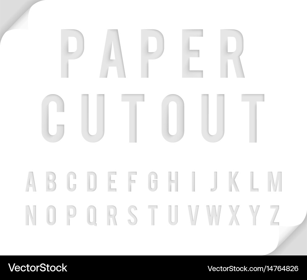 Bent paper cutout font template alphabet Vector Image