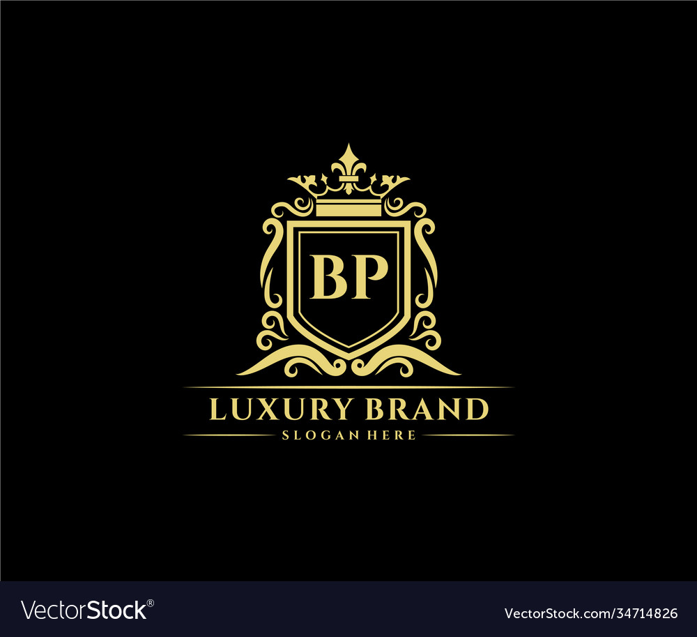 Bp initial letter gold calligraphic feminine Vector Image