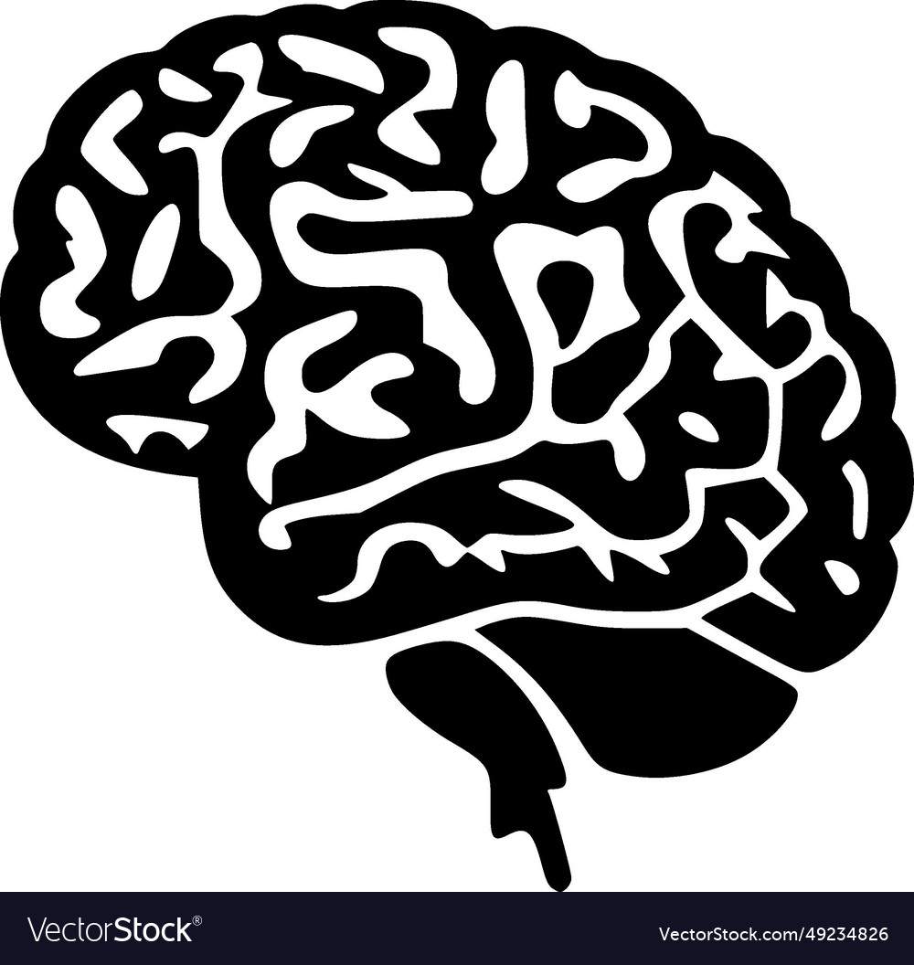 Brain - black and white Royalty Free Vector Image