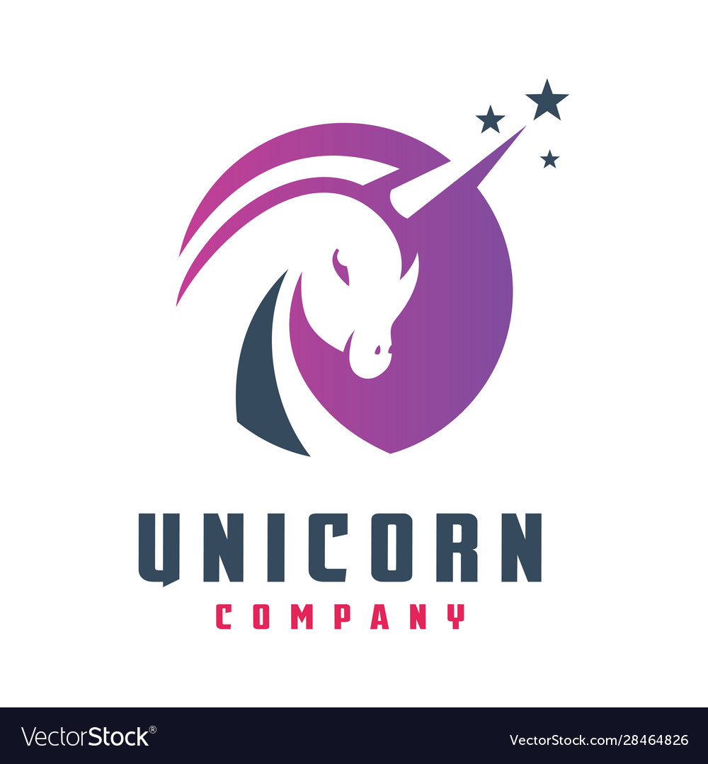 Circular Unicorn Horse Logo Design Royalty Free Vector Image