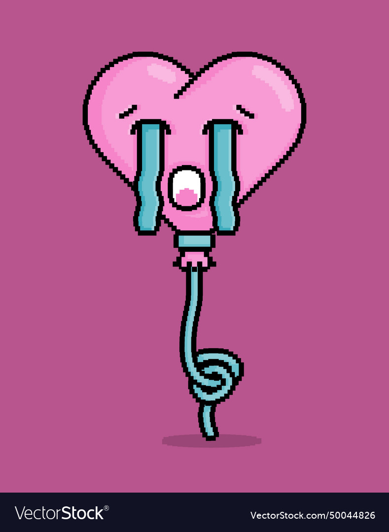 Emoji in pixel art of a heart shaped balloon