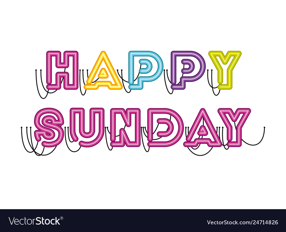 Happy sunday label in neon light icon Royalty Free Vector