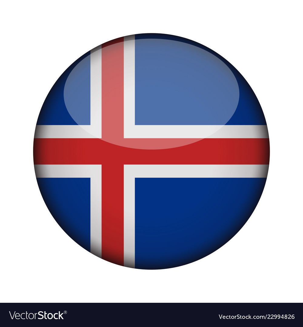 Iceland flag in glossy round button icon Vector Image