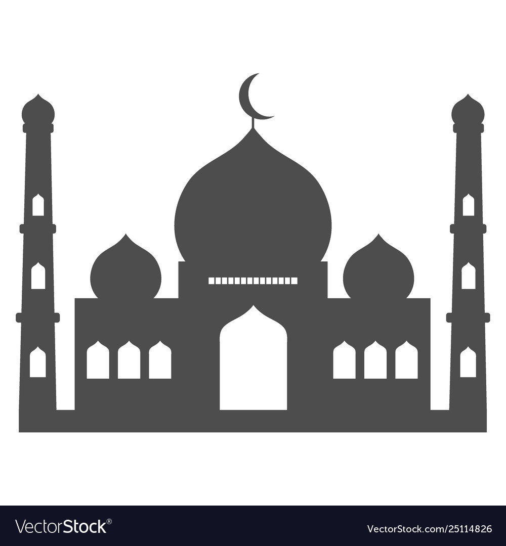 Islamic grey mosque icon isolated on white