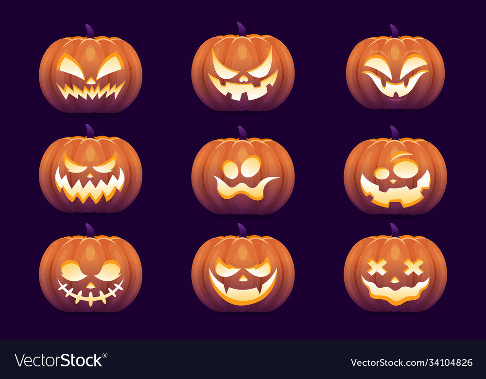 Premium Vector  Scary pumpkin halloween face