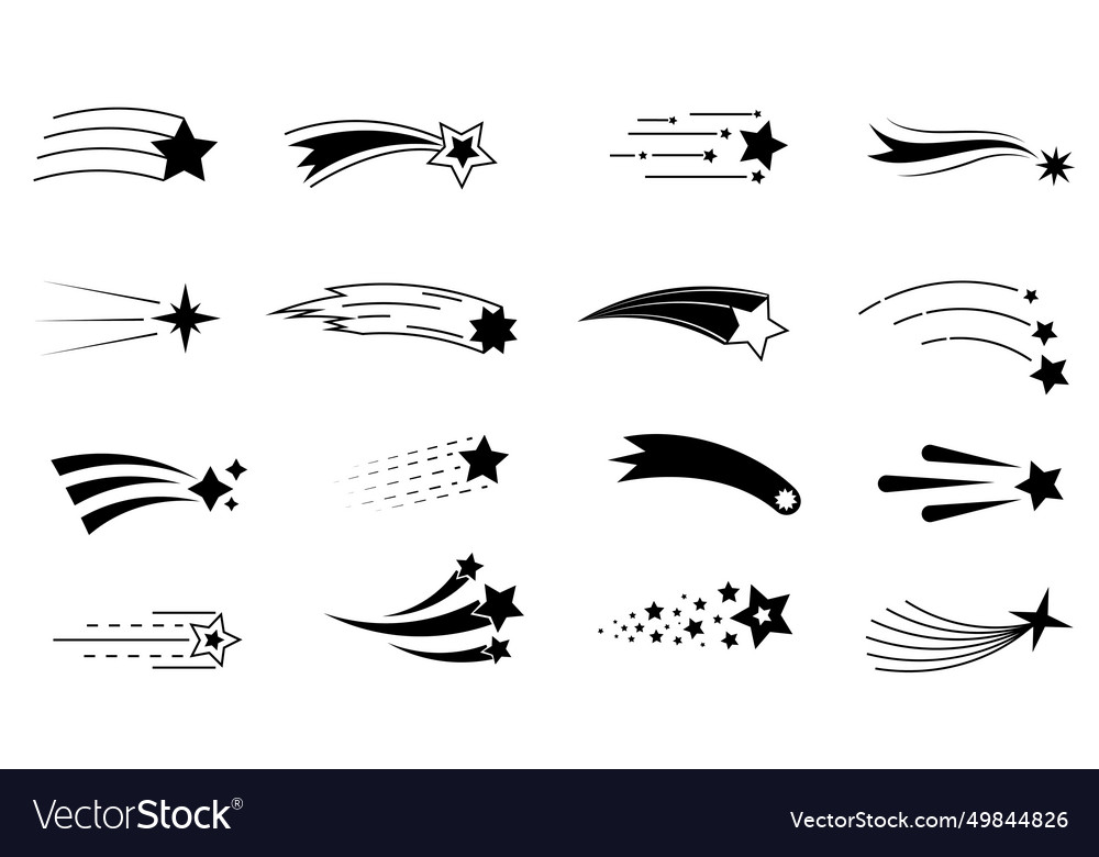 Shooting star icon black silhouette symbol