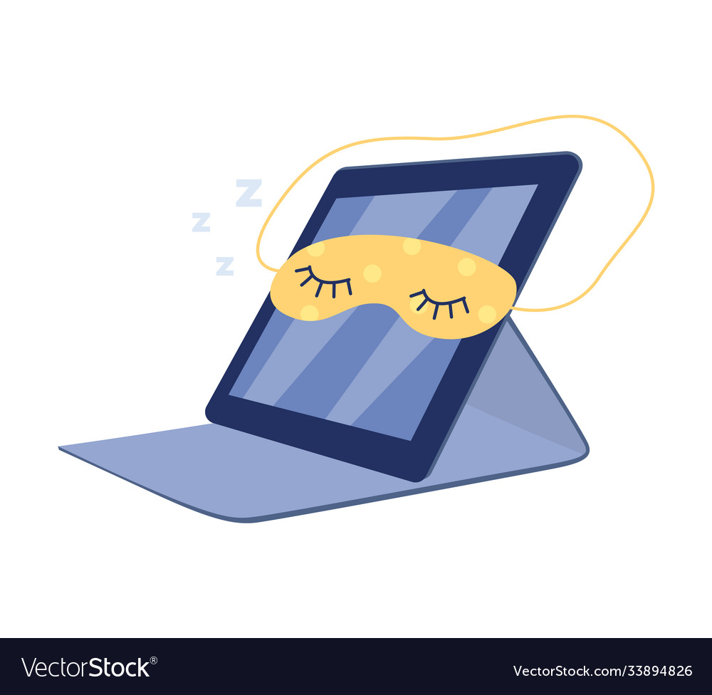 Sleeping switched off digital tablet cartoon flat