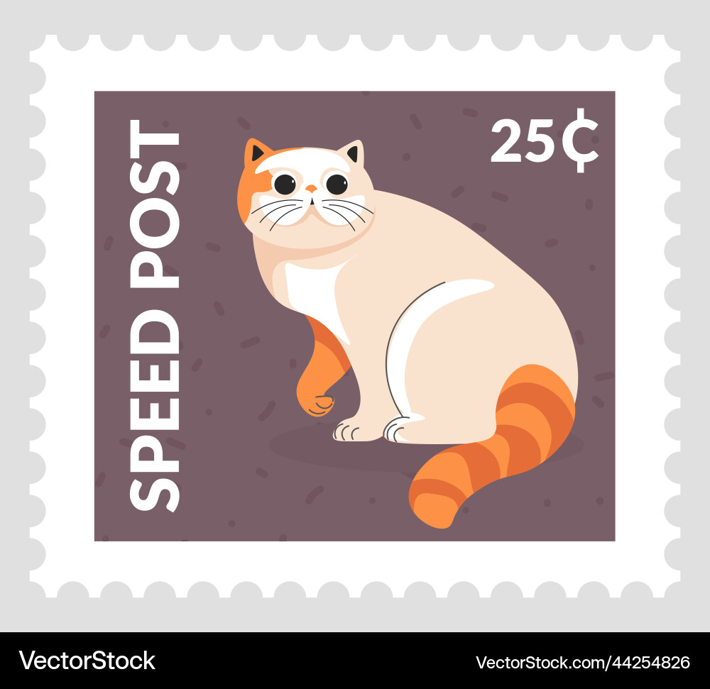 Speed post feline animal cat on postmark Vector Image