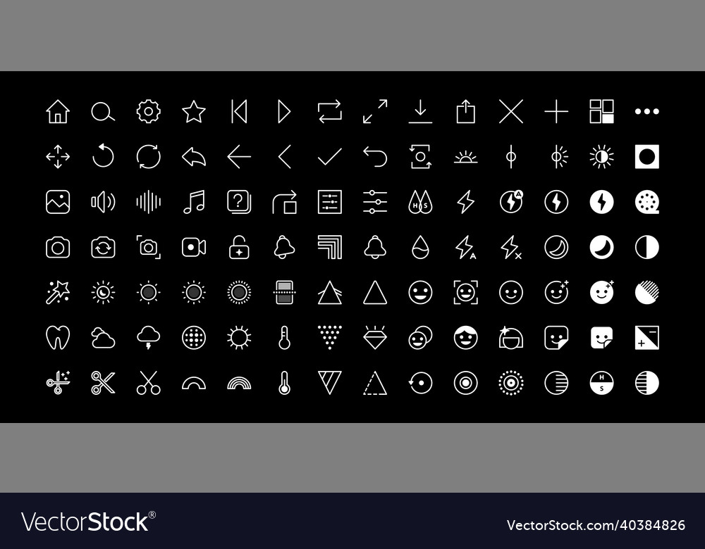 Thin line image editing icons vector image Thin line image editing icons