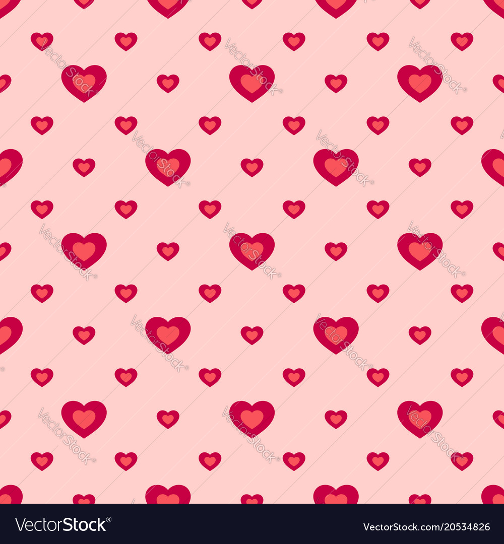 Valentines day seamless pattern with red hearts