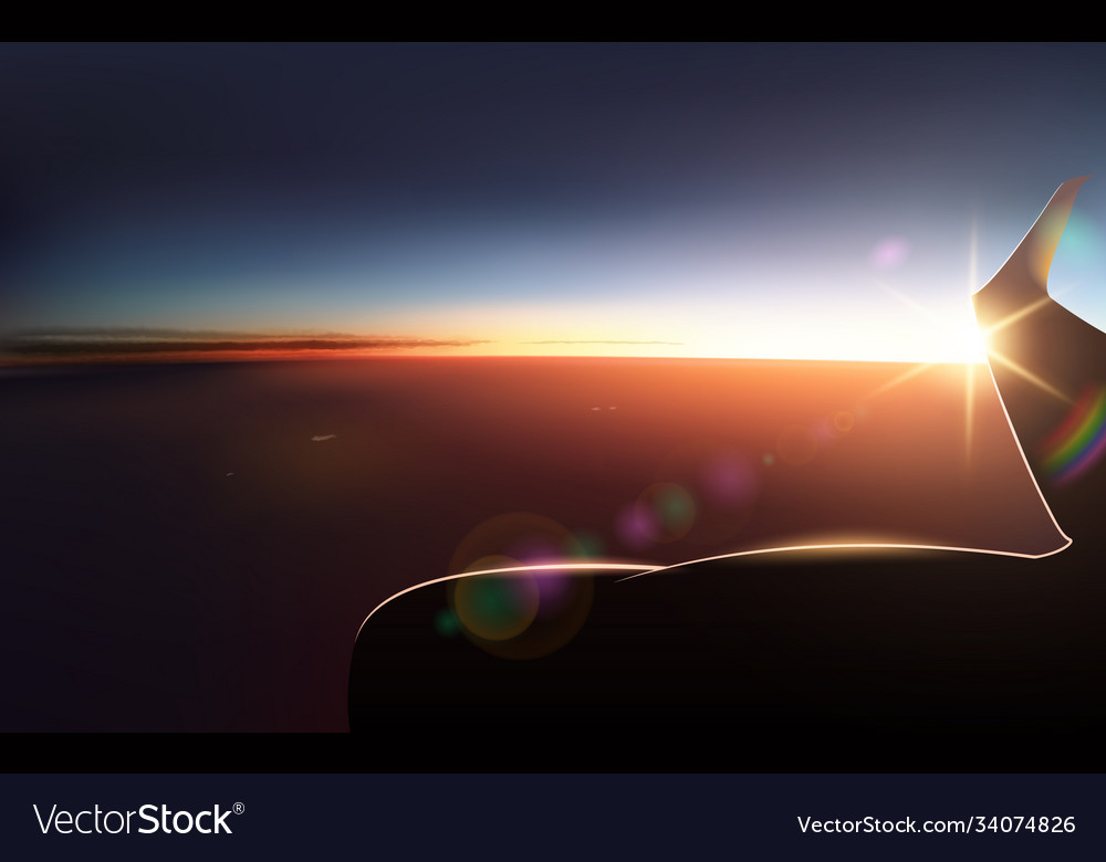 View from airplane window porthole