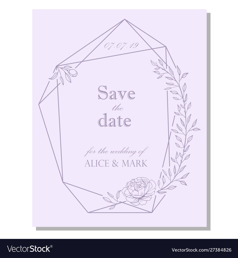 Wedding invitation design with floral frame vector image Wedding invitation design with floral frame
