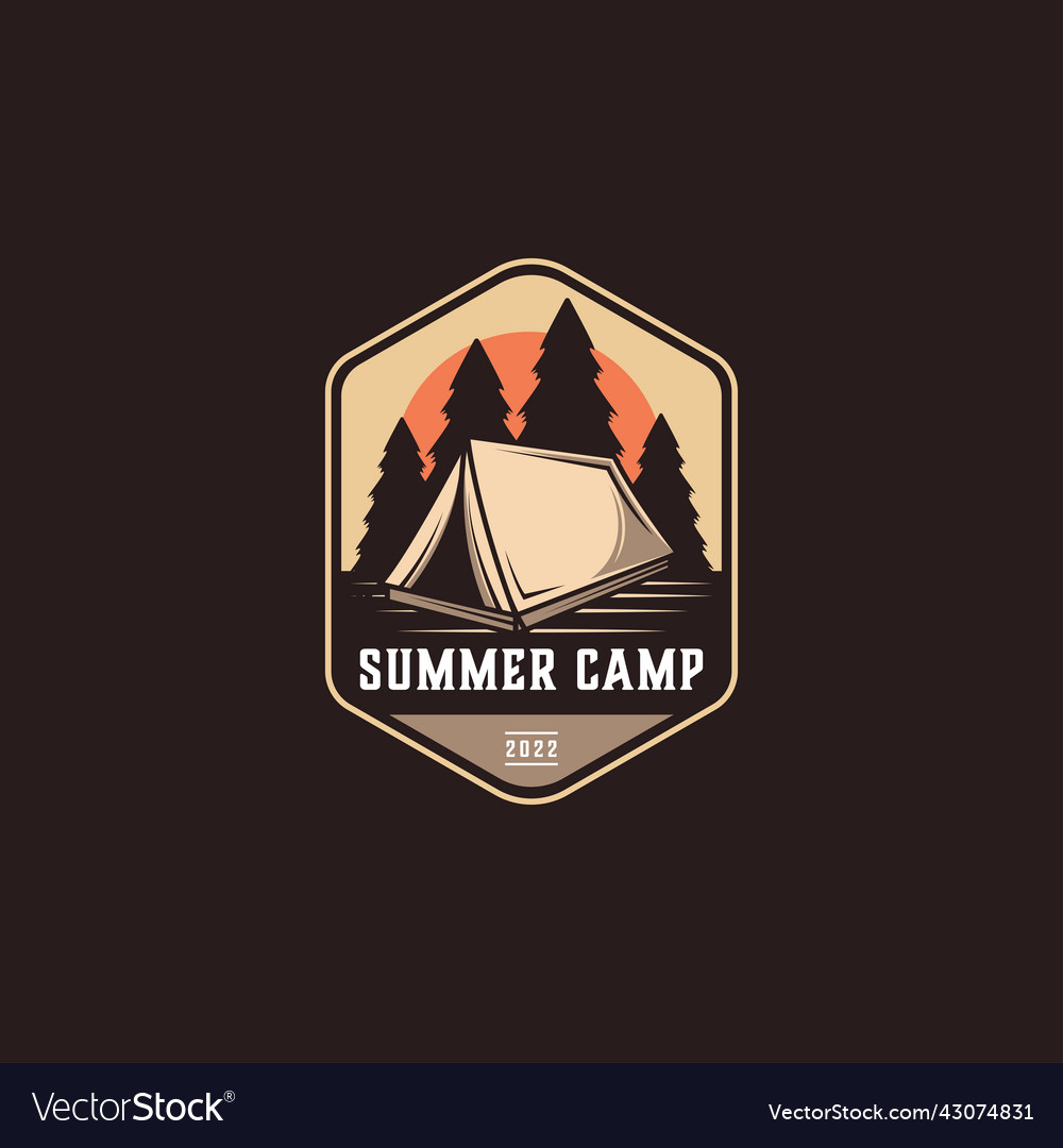 Badge emblem outdoor adventure camping logo Vector Image