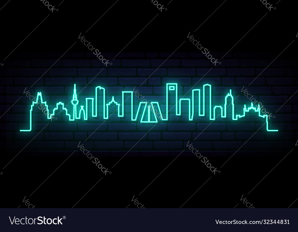 neon skyline sign