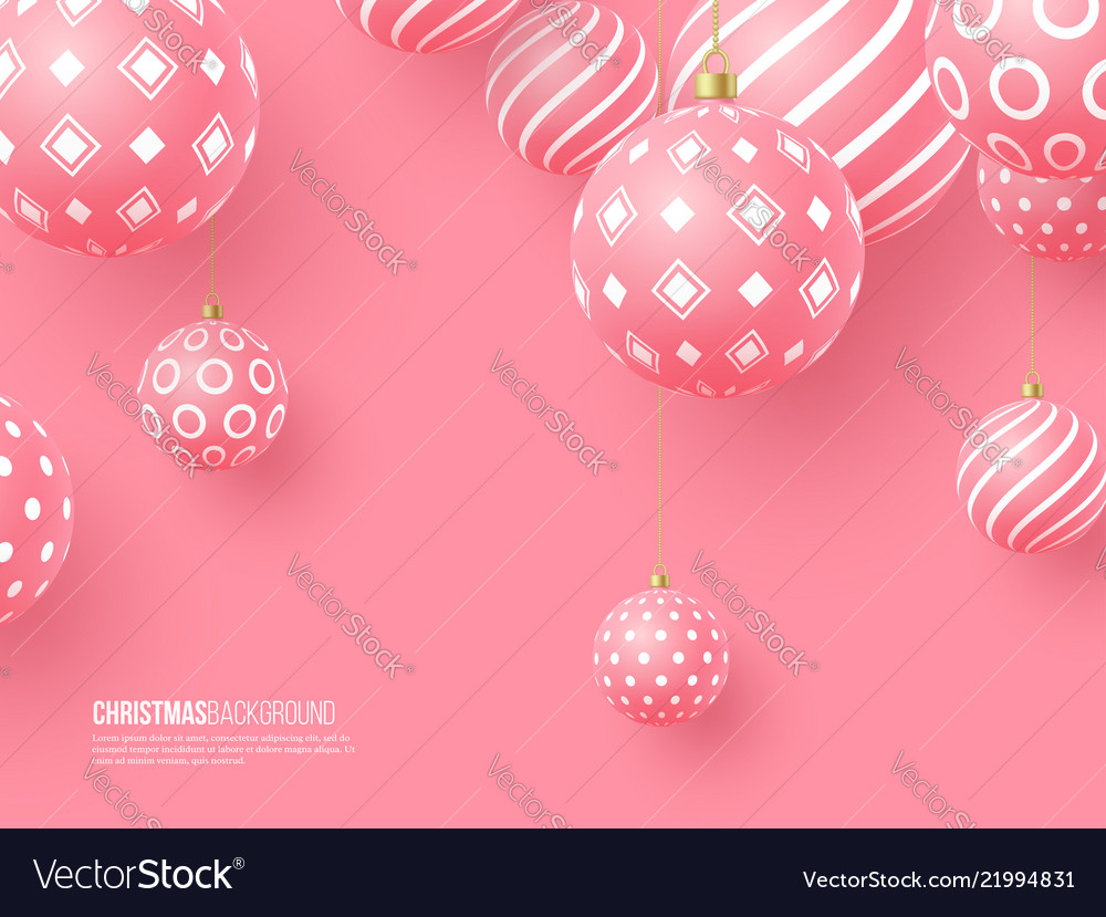 Christmas pink baubles with geometric pattern 3d