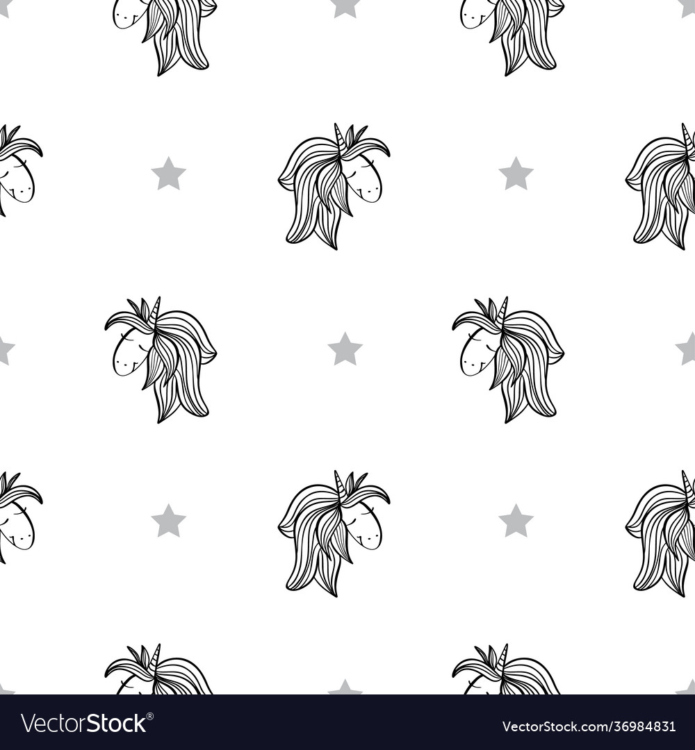Cute unicorns seamless pattern repeating texture
