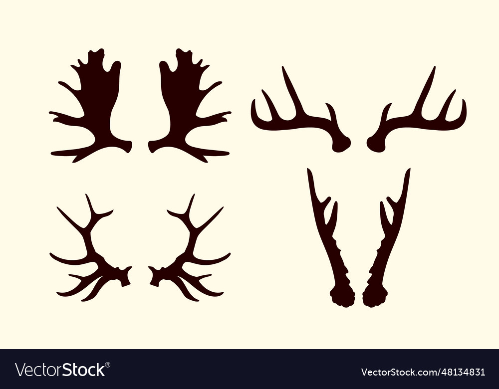 Flat design antler silhouettes