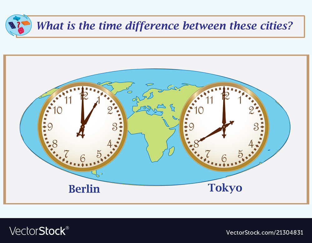 Logical task what is the time difference between vector image Logical task what is the time difference between