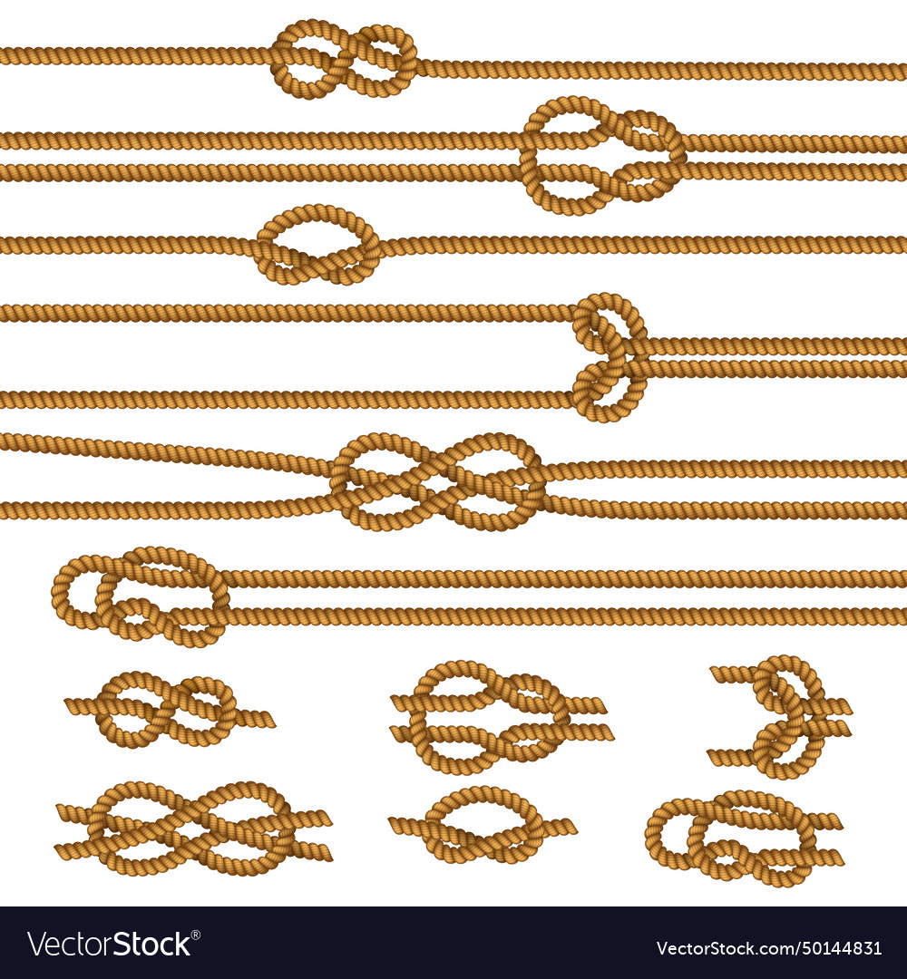 Ropes knots realistic set Royalty Free Vector Image