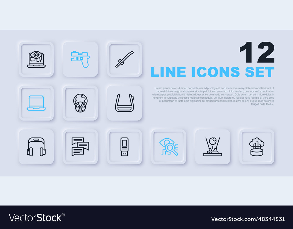 Set line hologram network cloud connection planet vector image Set line hologram network cloud connection planet