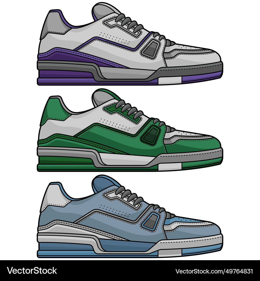 Set shoe training Royalty Free Vector Image - VectorStock