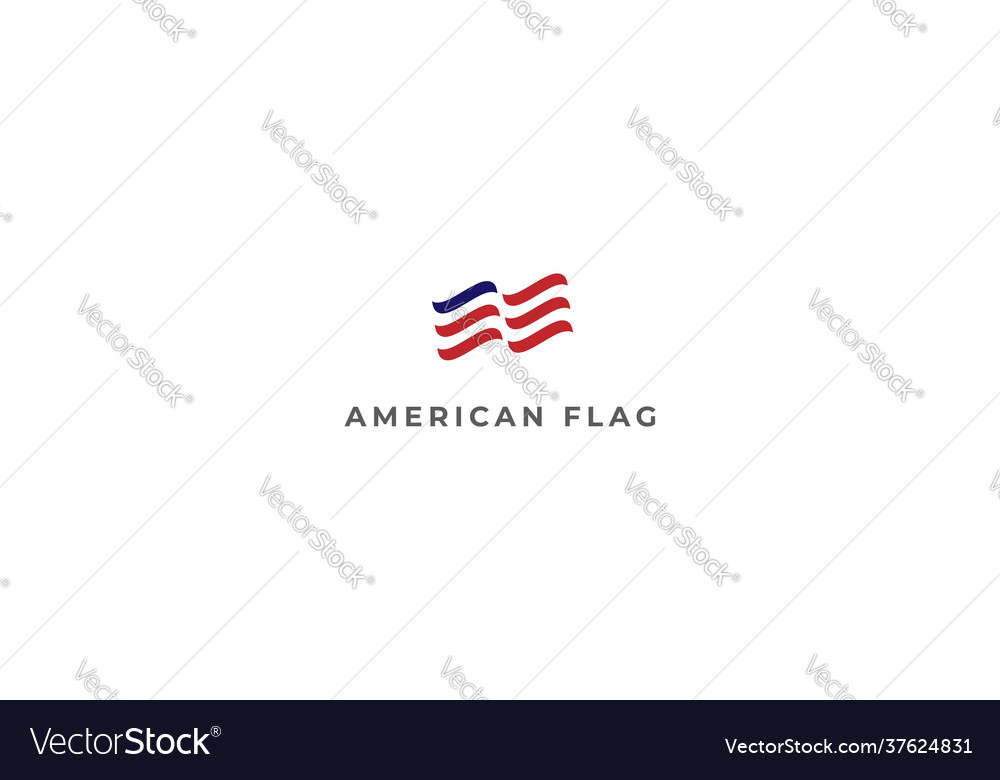 Simple minimalist american us flag logo design vector image Simple minimalist american us flag logo design