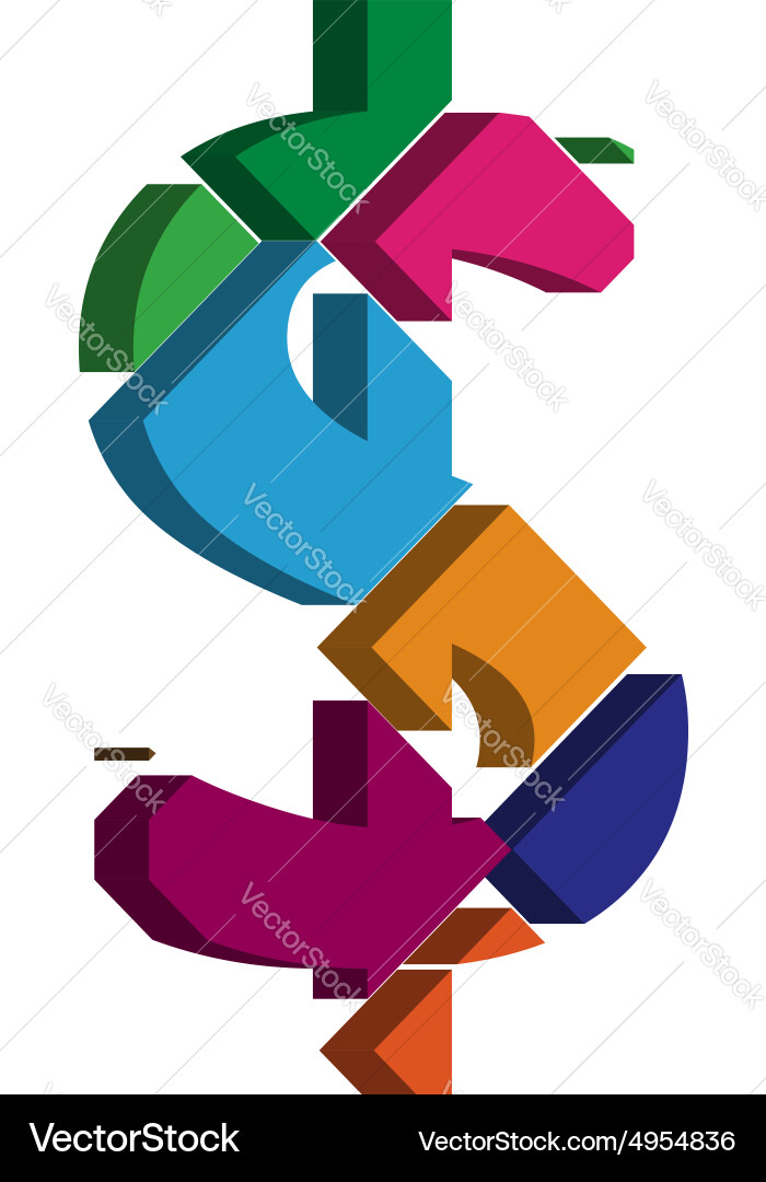 3d dollar symbol Royalty Free Vector Image - VectorStock