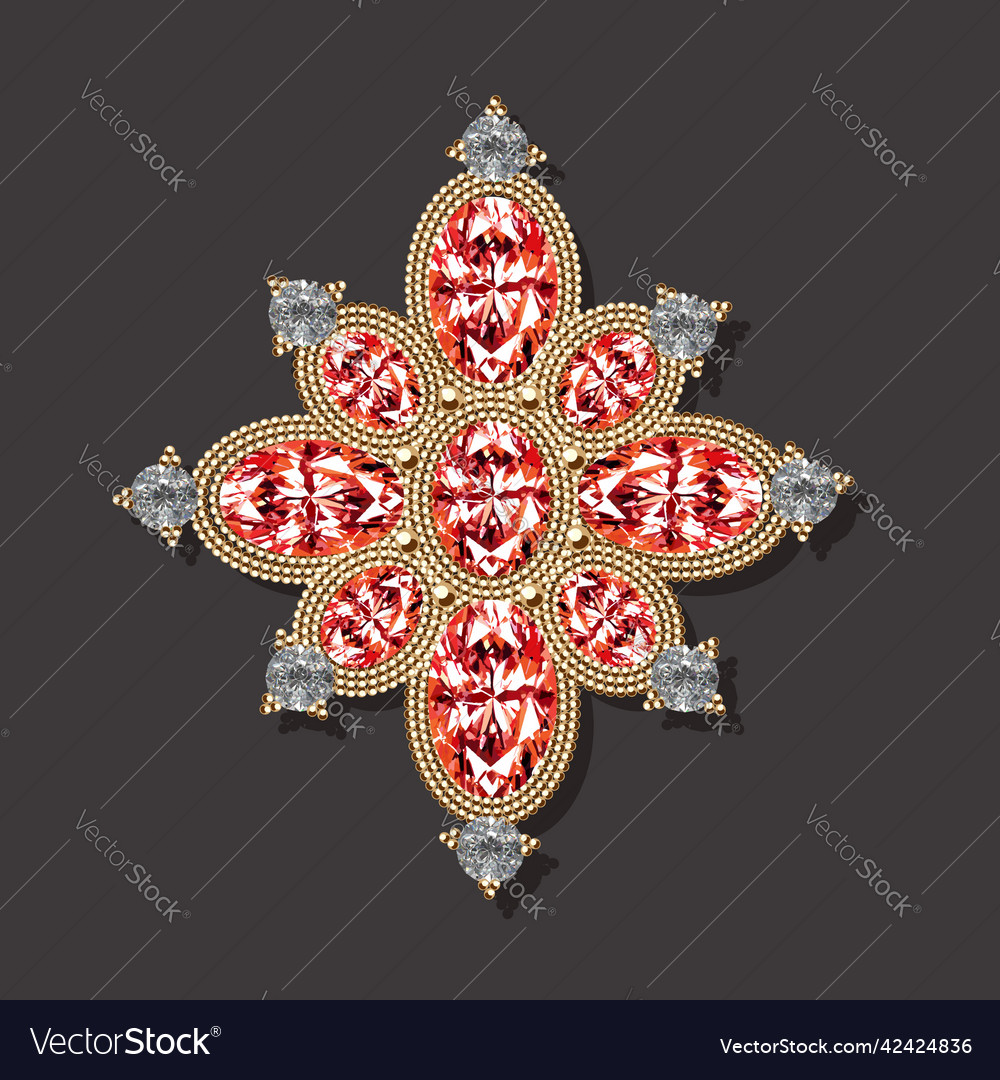 A jewelry gold brooch Royalty Free Vector Image