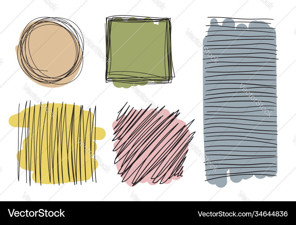 Color abstract shapes made hand drawn brush Vector Image