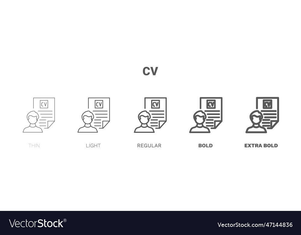 Cv icon thin regular bold and more from vector image Cv icon thin regular bold and more from