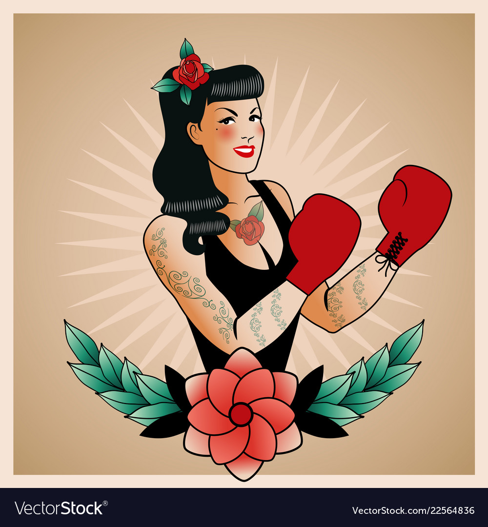 Boxer Flapper Girl Tattoo Art Print 