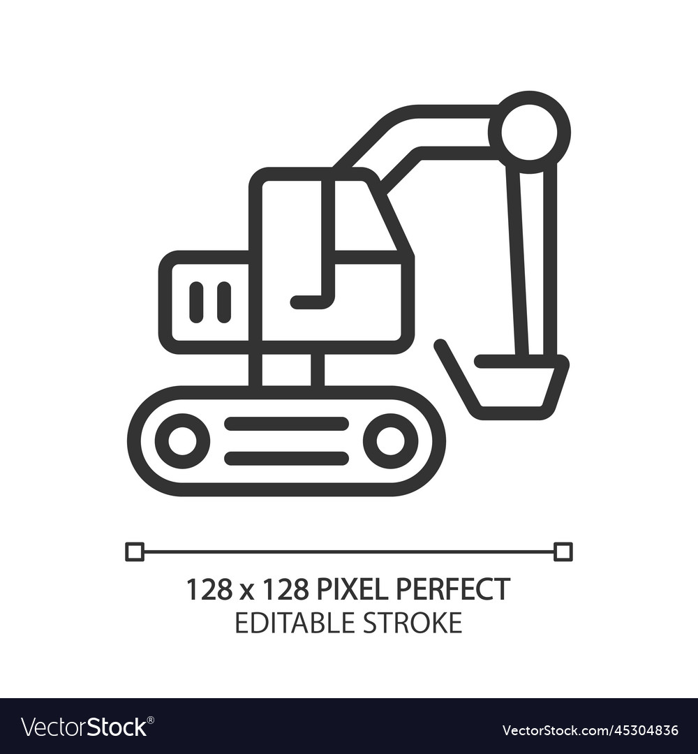 Excavator pixel perfect linear icon