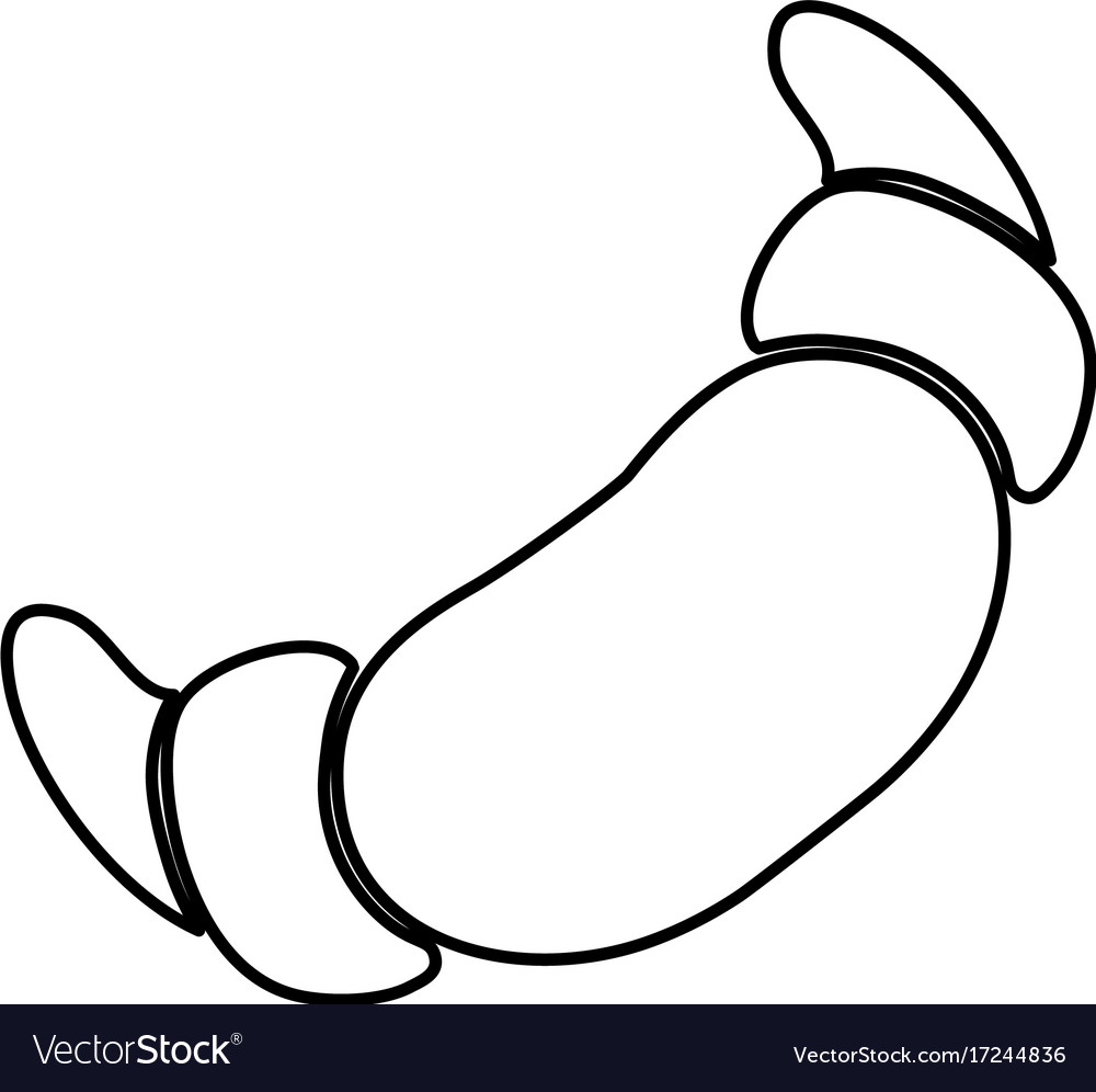 Flat line croissant uncolored over white