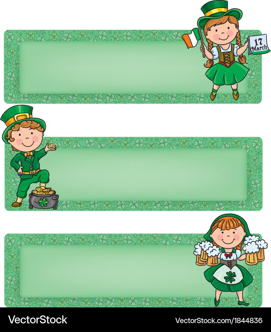 Happy St Patrick Horizontal Banners Royalty Free Vector