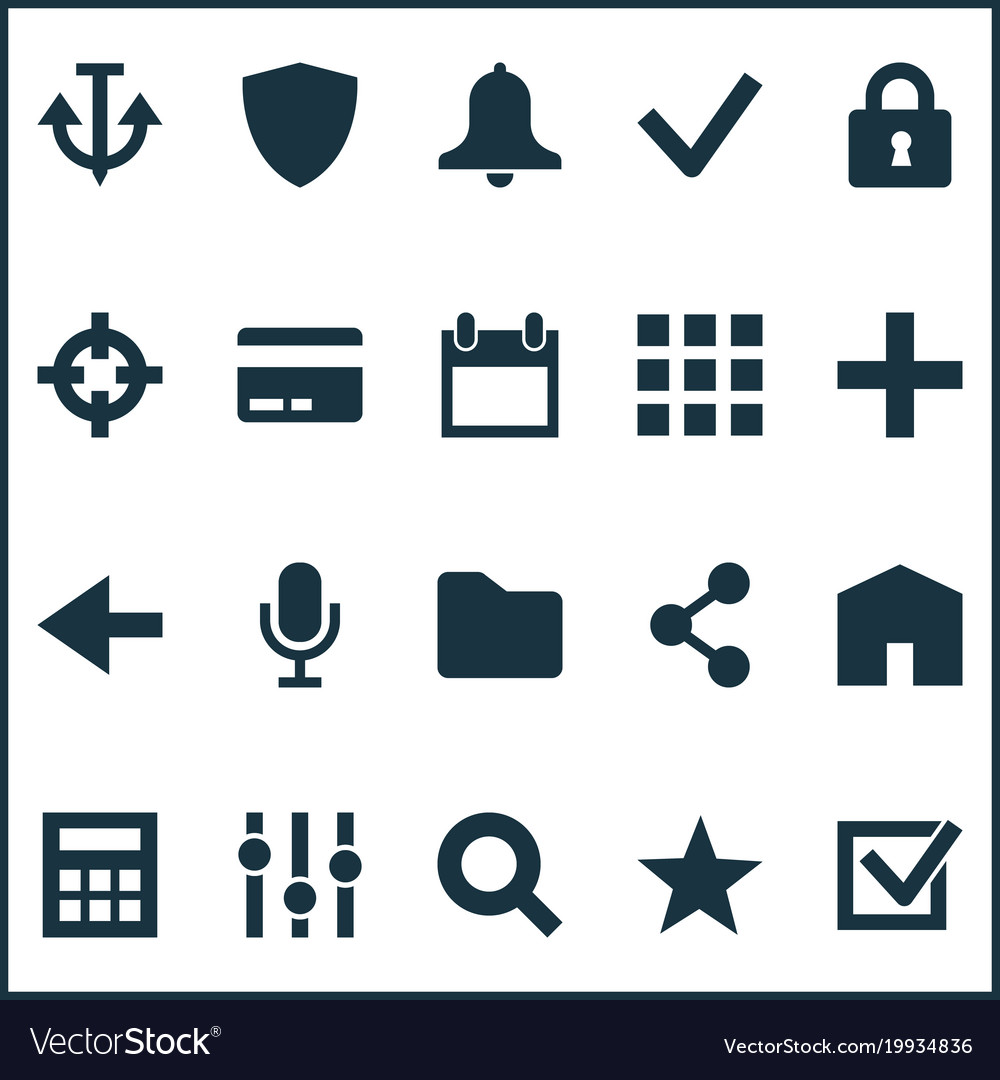Interface icons set with apps task folder