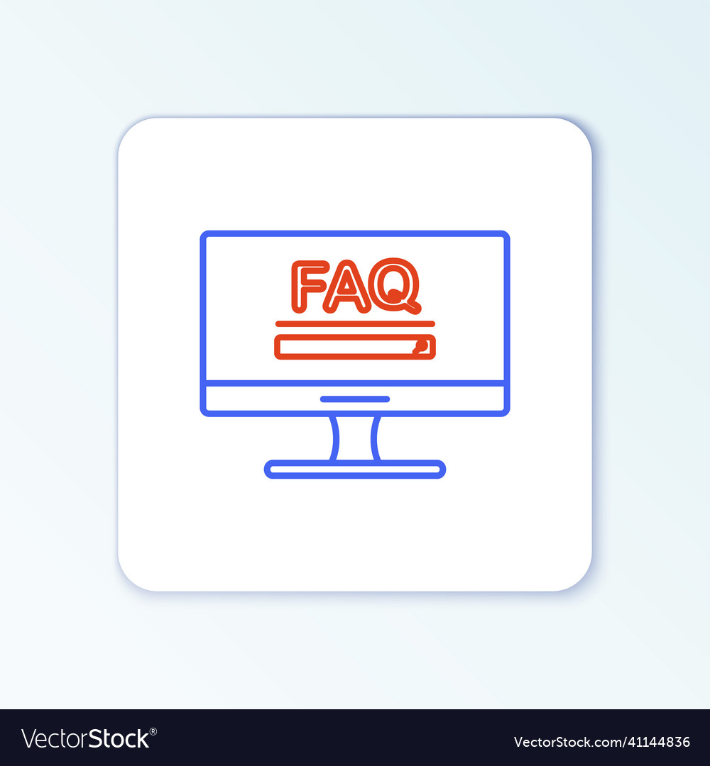 Line computer monitor with text faq information vector image Line computer monitor with text faq information