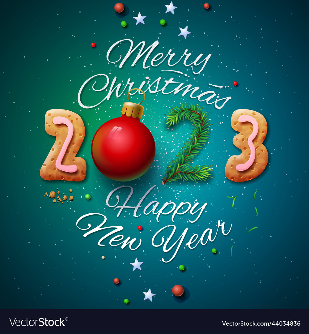 Merry Christmas And Happy New Year 2023 Greeting Vector 44034836 