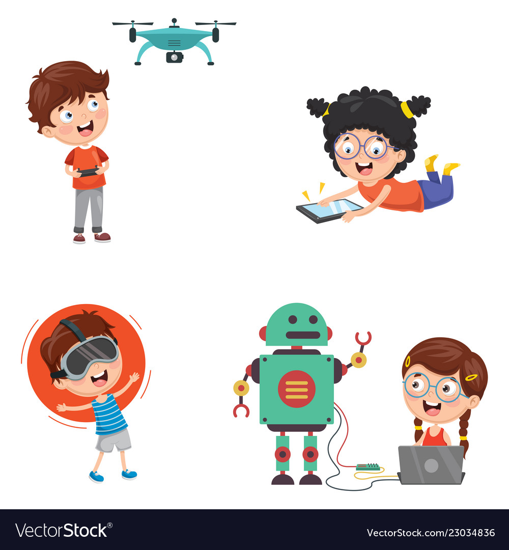 Of kids technology Royalty Free Vector Image - VectorStock