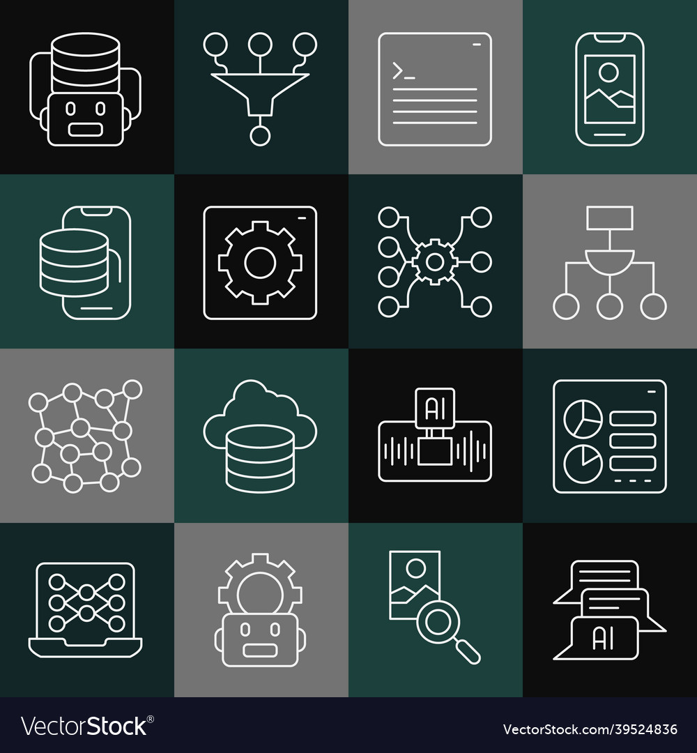 Set line chat bot computer api interface vector image Set line chat bot computer api interface